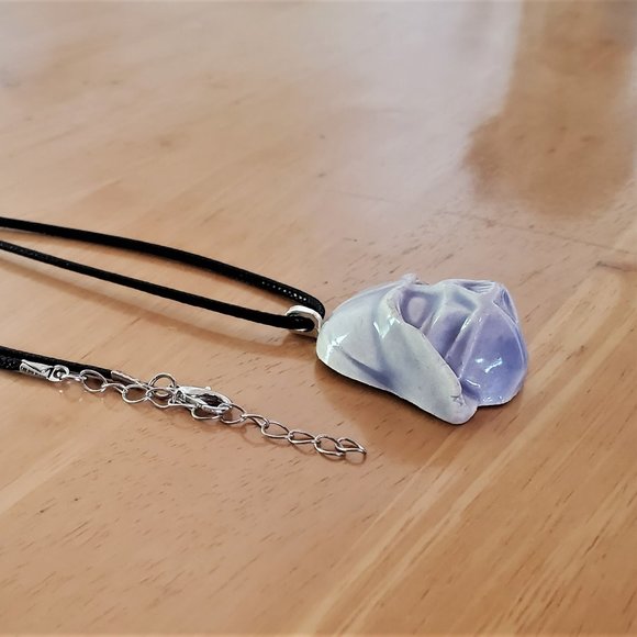 Handmade Ceramic Pale Lilac Darth Vader Pendant Necklace - Picture 4 of 15